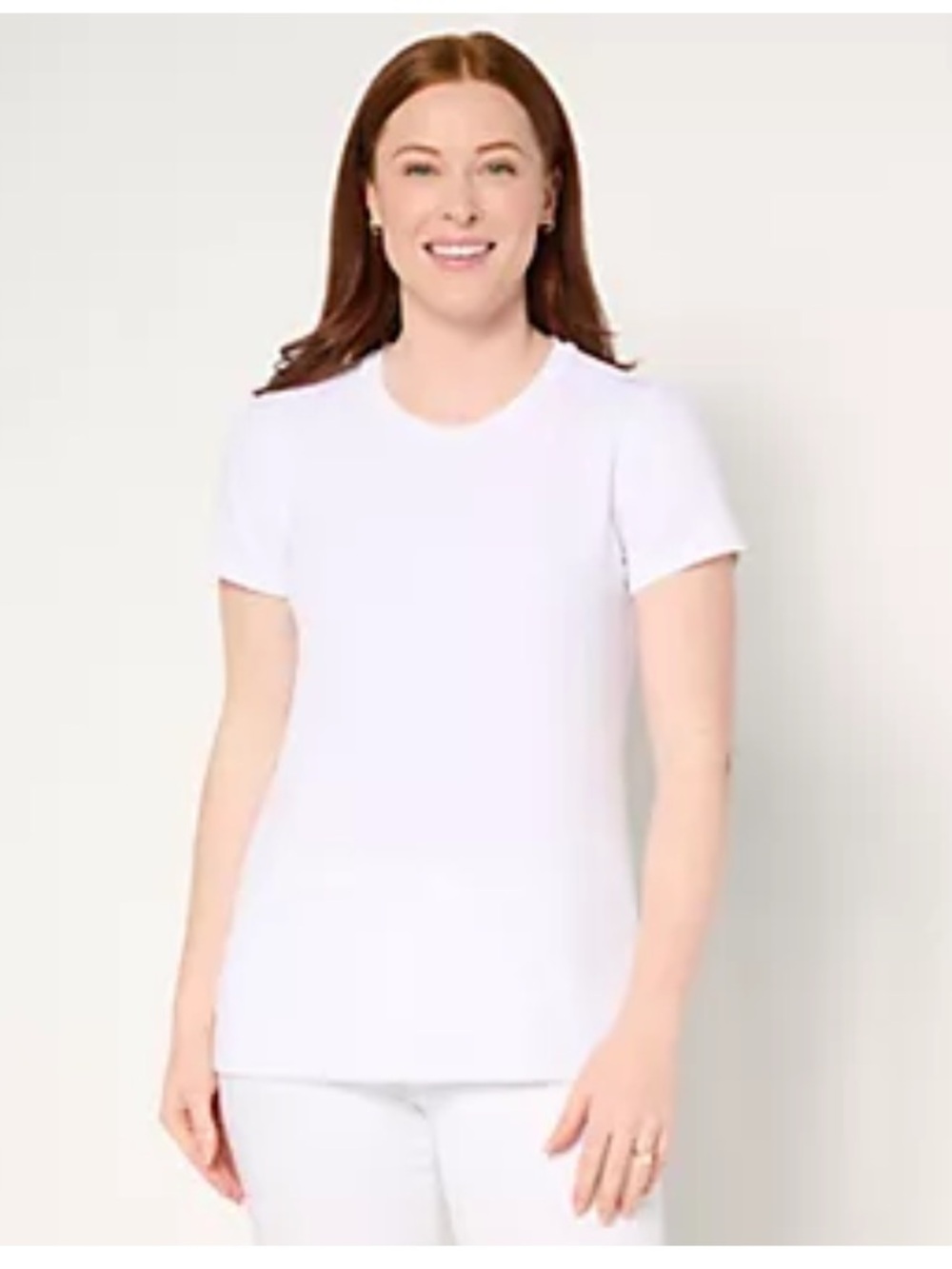 Susan Graver Modern Essentials Liquid Knit Crew-Neck Top in White | Size XL